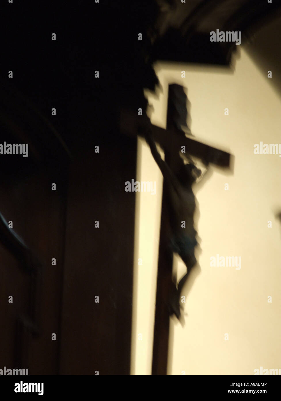 jesus on cross in church in italy Stock Photo - Alamy