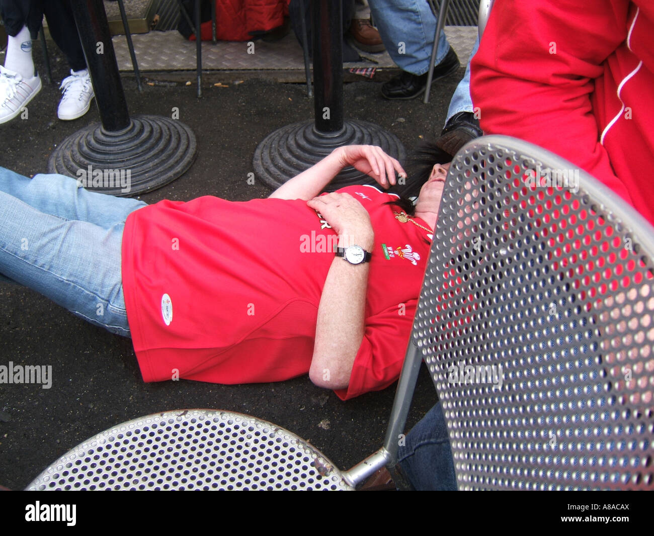 welsh rugby fans in rome for the six nations match versus italy 2007 Stock Photo
