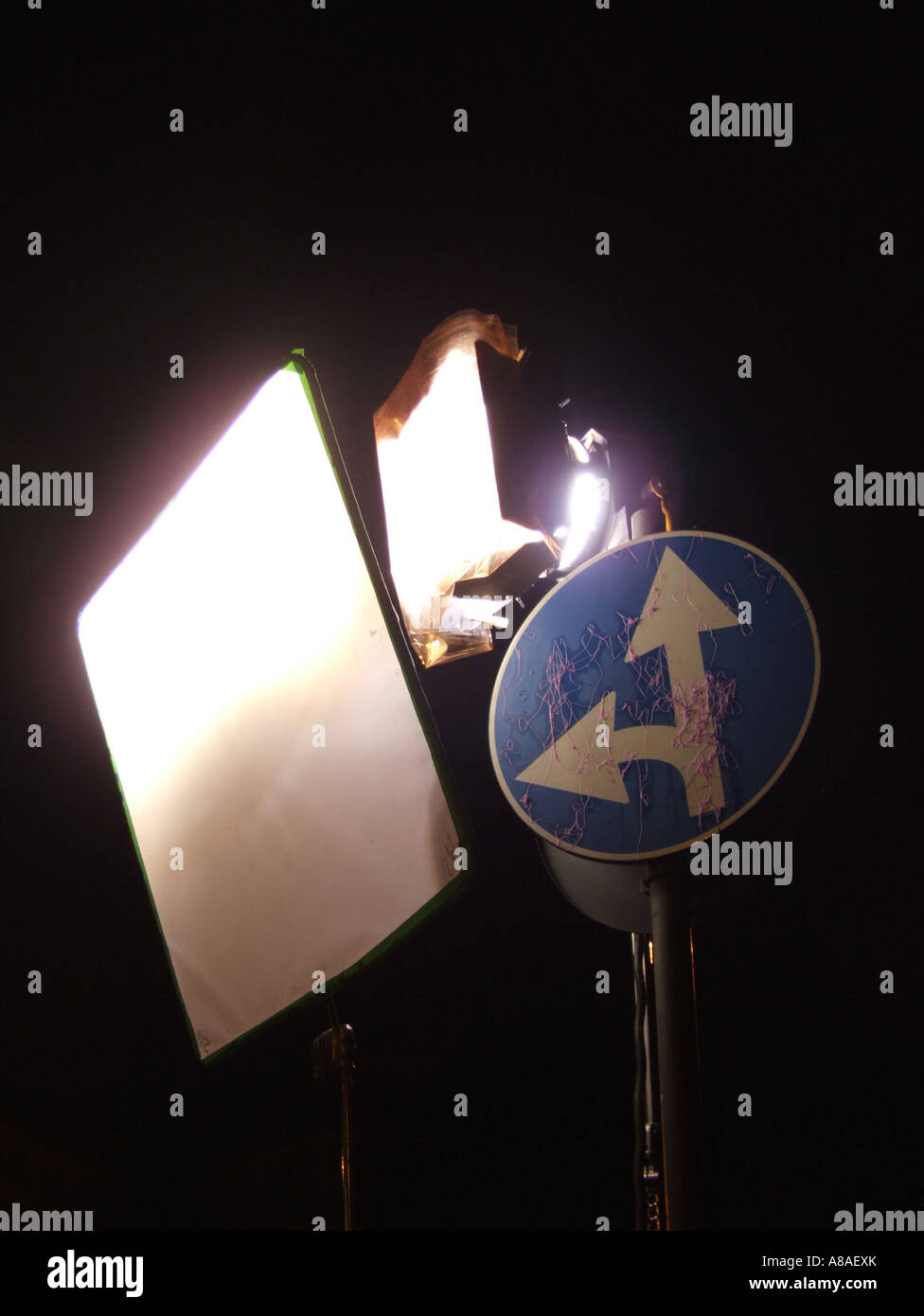 tv filming lights at night in street Stock Photo Alamy
