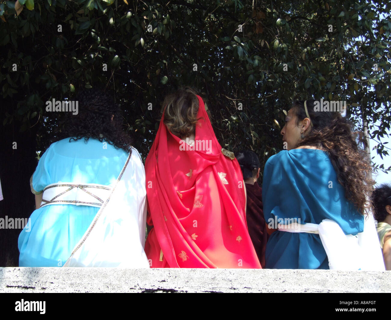 Roman women in a procession celebrating the birth of Rome italy 2007 ...
