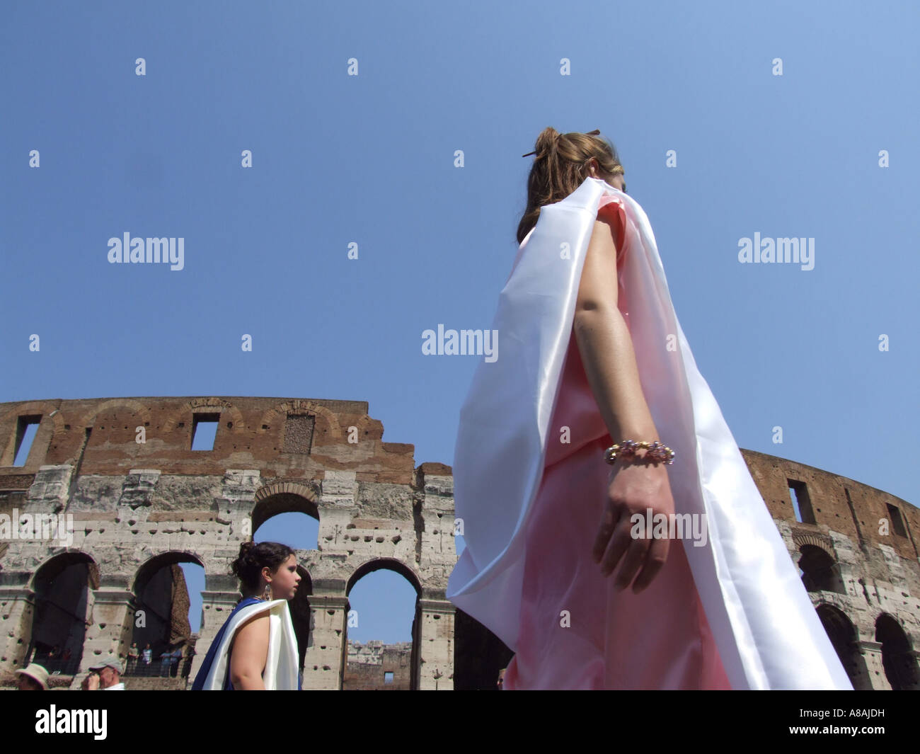 Roman citizens in a procession celebrating the birth of Rome italy Stock Photo
