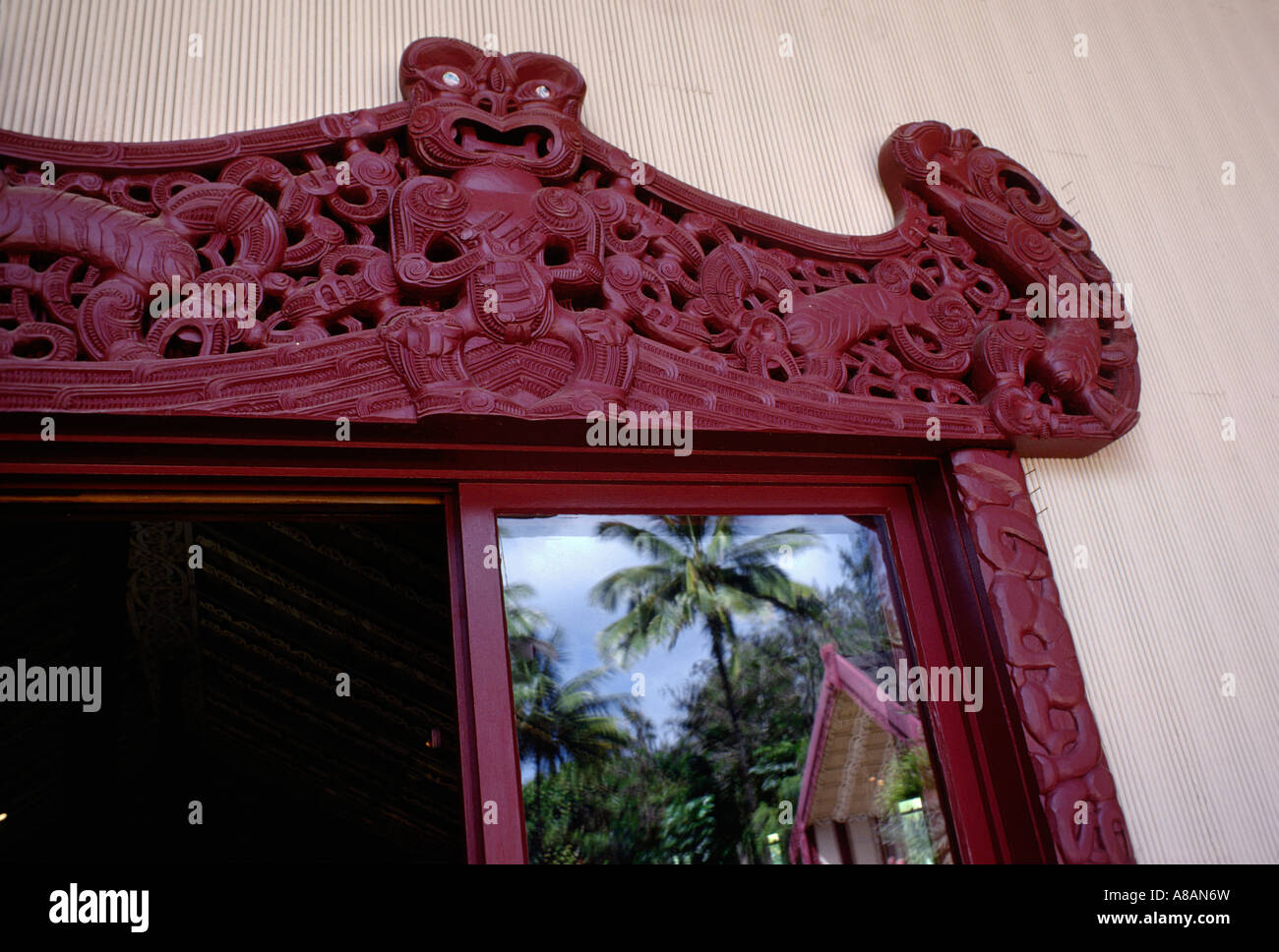 POLYNESIAN WOOD CARVING POLYNESIAN CULTURAL CENTER OAHU HAWAII Stock