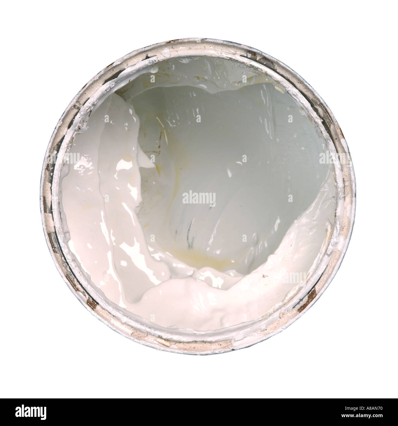 Empty tin of white paint Stock Photo Alamy