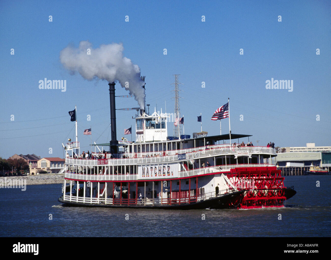 THE NATCHEZ is a PADDLE BOAT which takes daily cruises on the