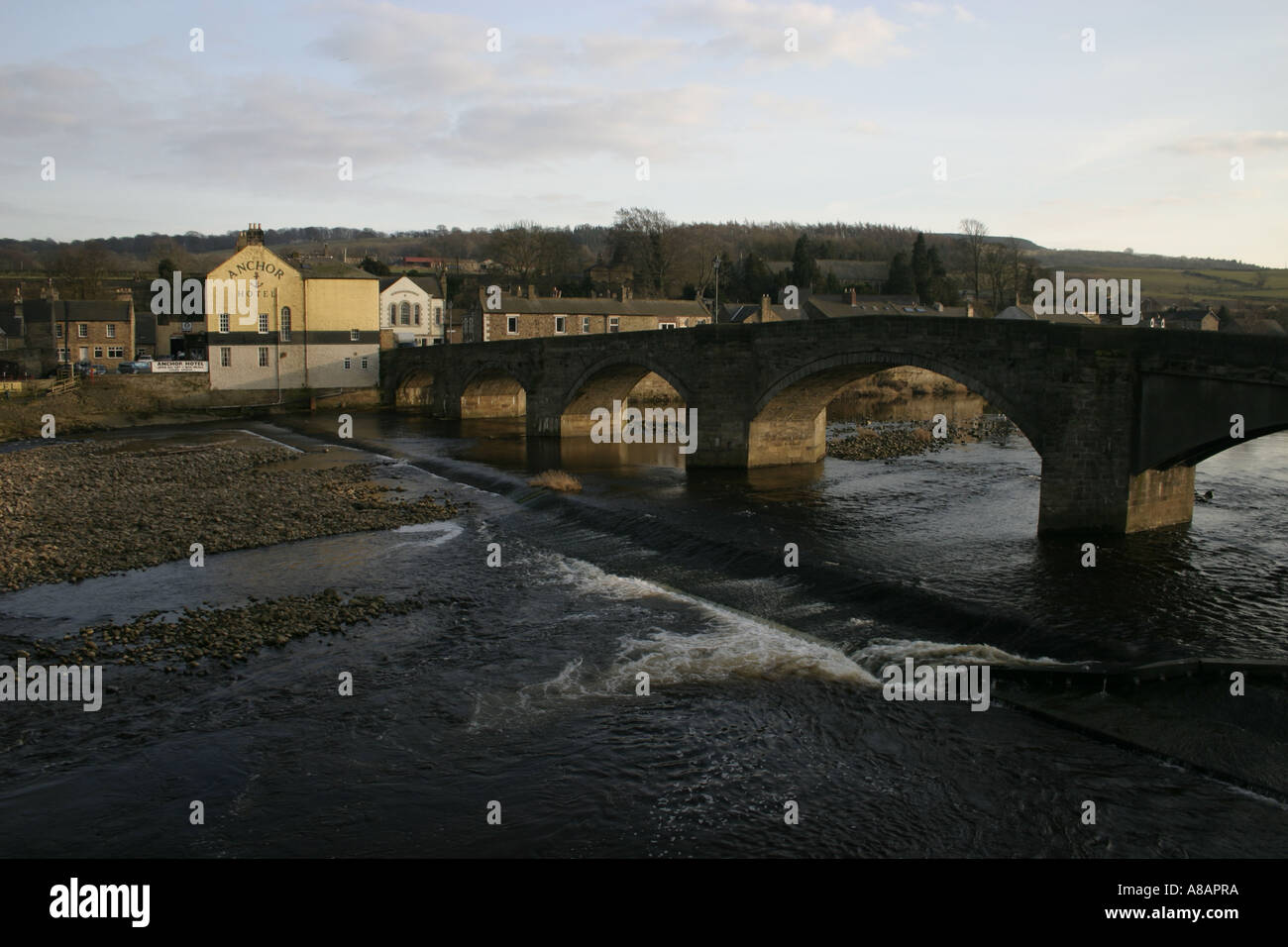 Haydon Bridge is on the River Tyne, Nortumberland, Stock Photo
