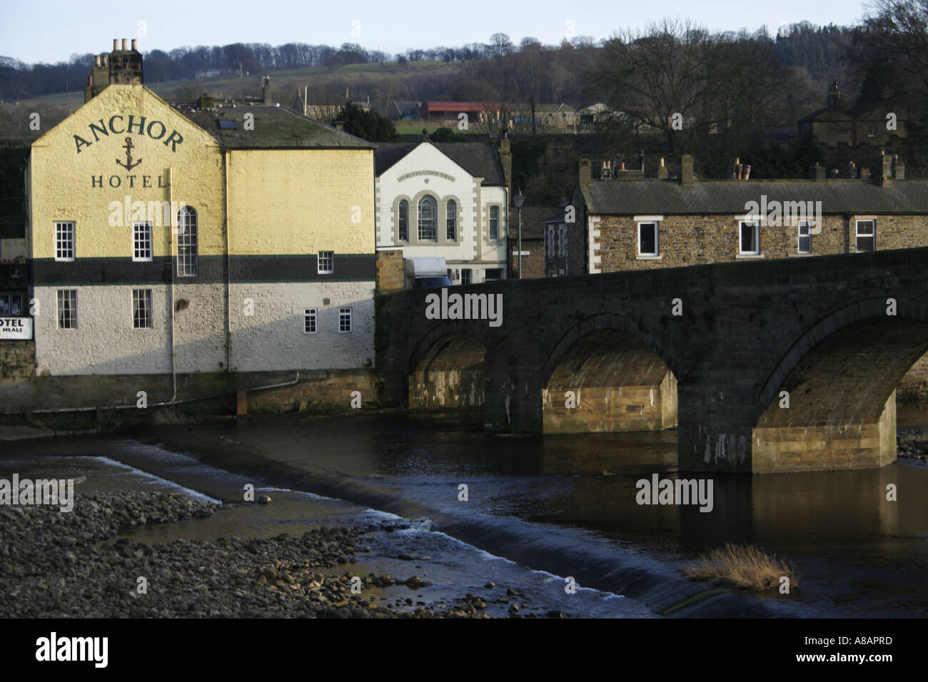 Haydon Bridge is on the River Tyne, Nortumberland, Stock Photo