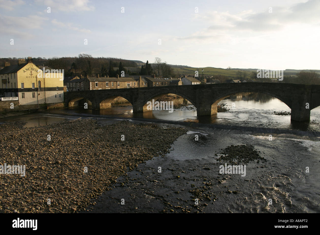 Haydon Bridge is on the River Tyne in Northumberland Stock Photo