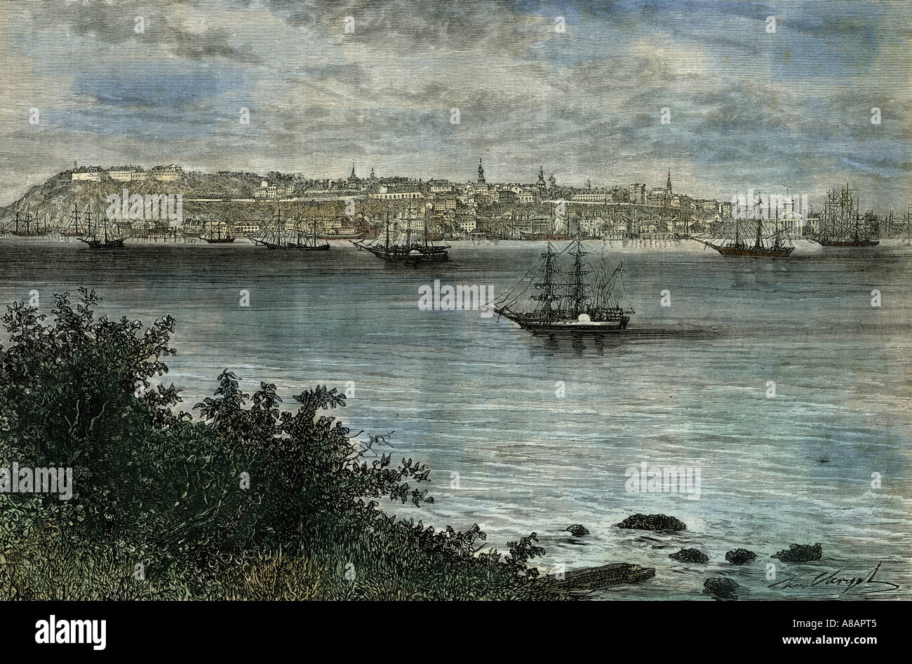 Québec, Canada Levis St Laurence river 19th century Stock Photo - Alamy