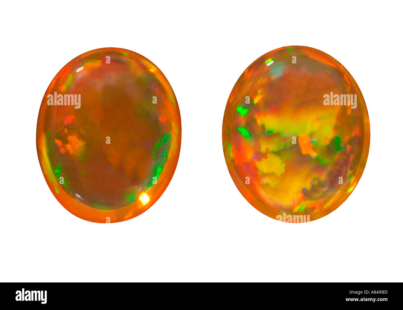 Pair of fire opals Stock Photo Alamy