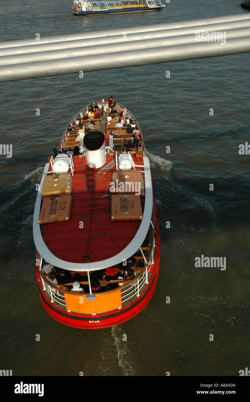 Downward view of a London Passenger Craft viewed from the Melenium Bridge UK Stock Photo
