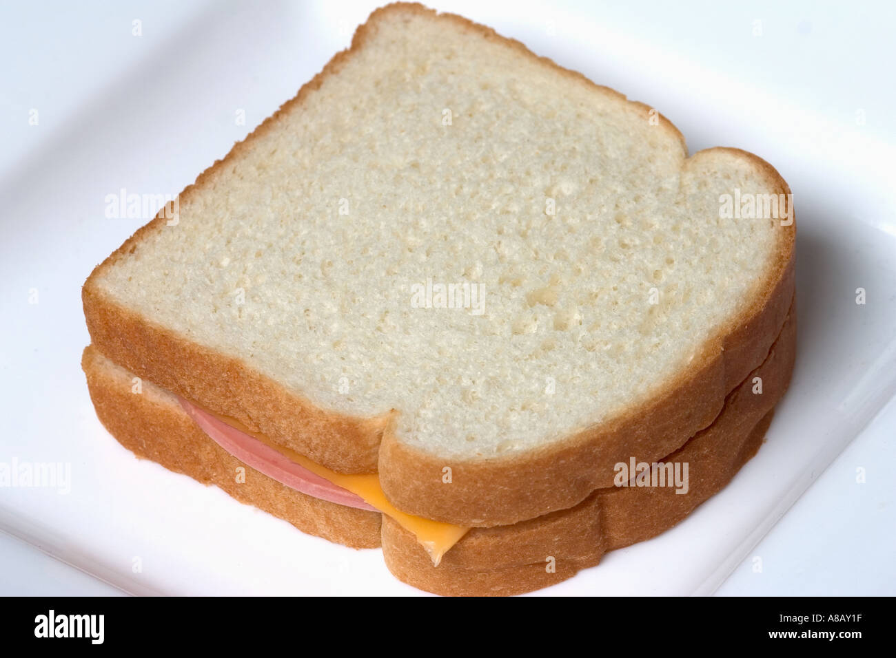 Processed cheese and Bologna sandwich  Stock Photo
