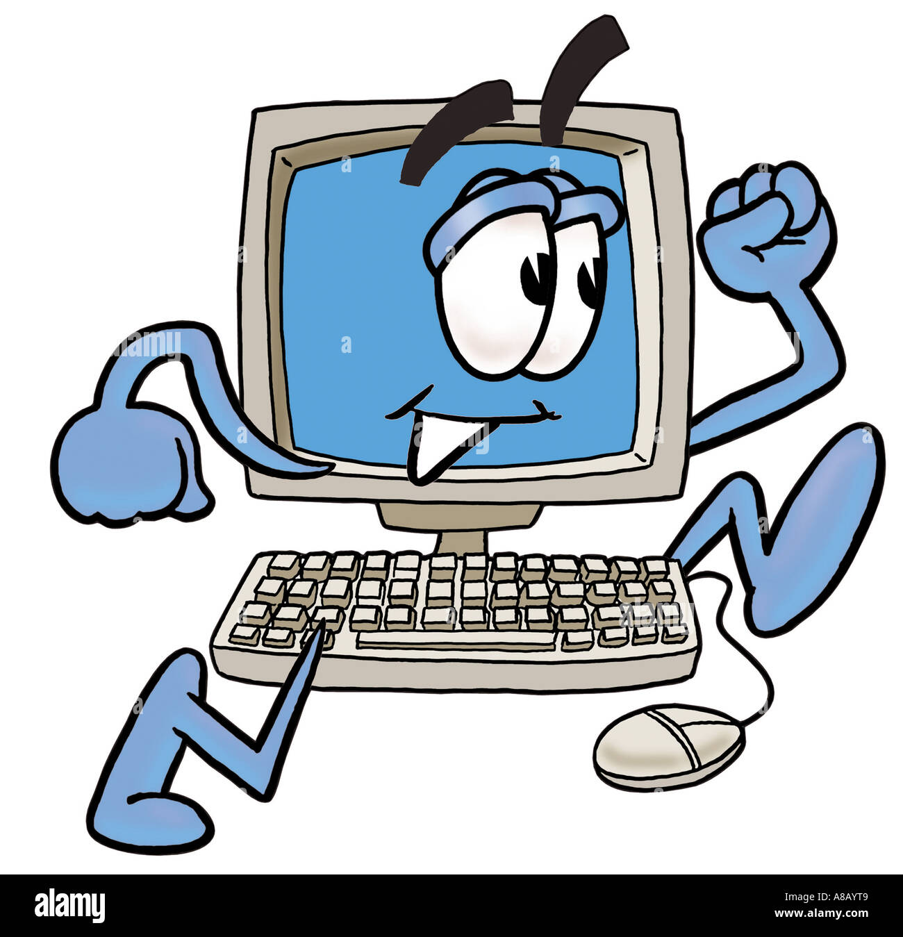 Running computer cartoon character Stock Photo