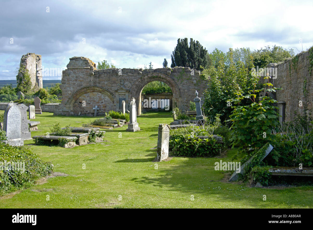 Kinloss Abbey Ruins Stock Photo Alamy