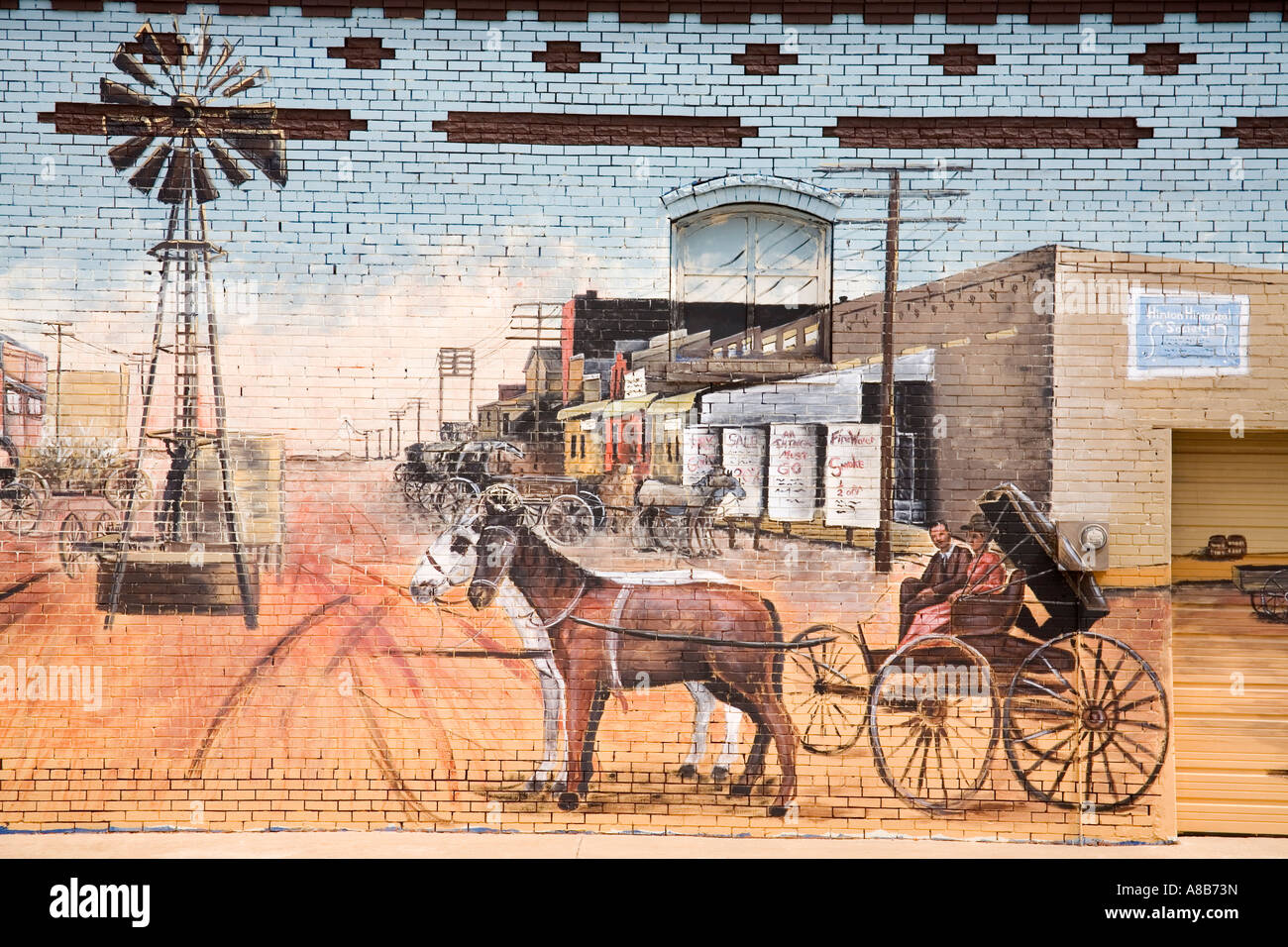 History Mural by Chris Small Historic Rout 66 Hinton Oklahoma USA Stock