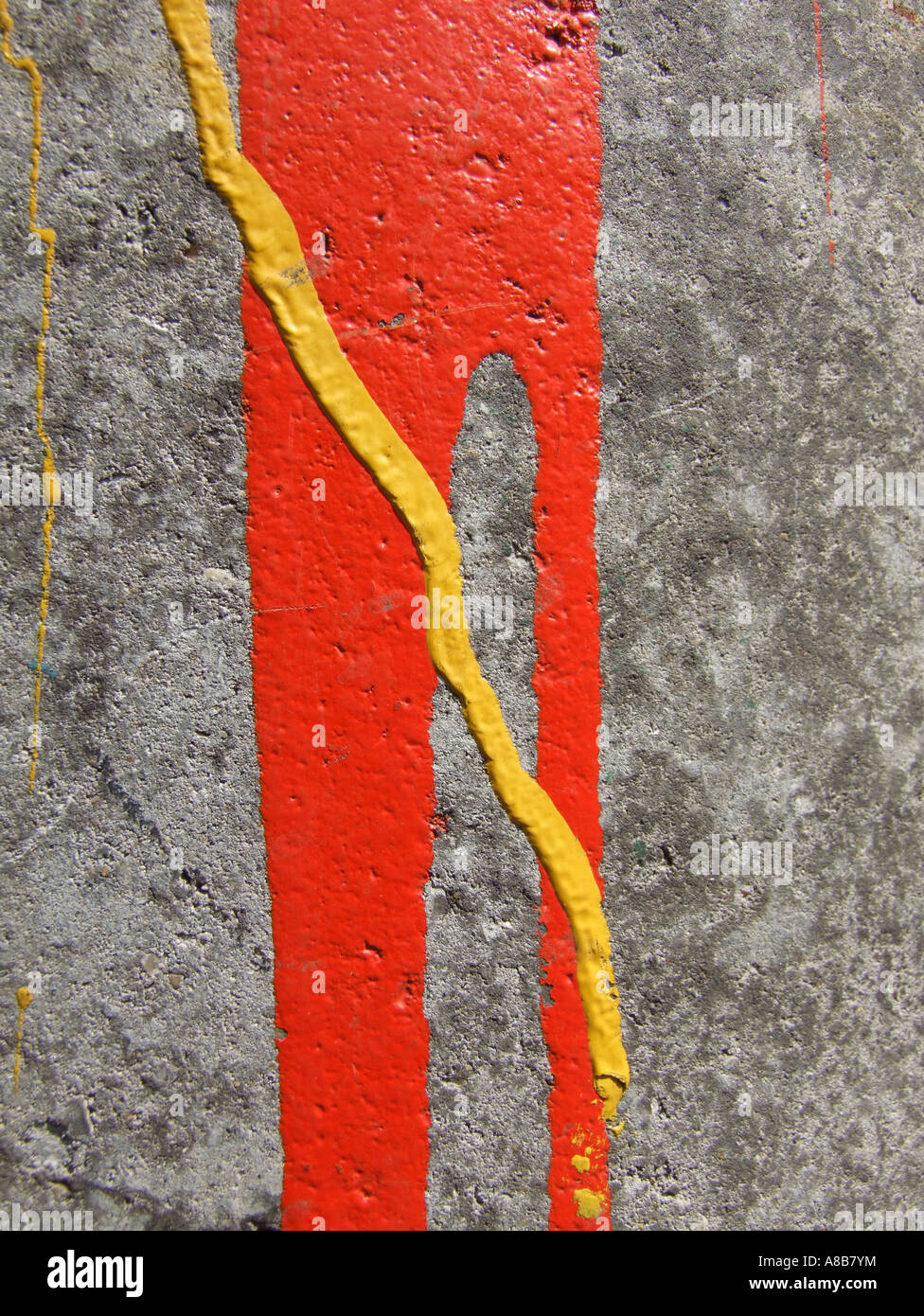 red and yellow paint on wall Stock Photo - Alamy