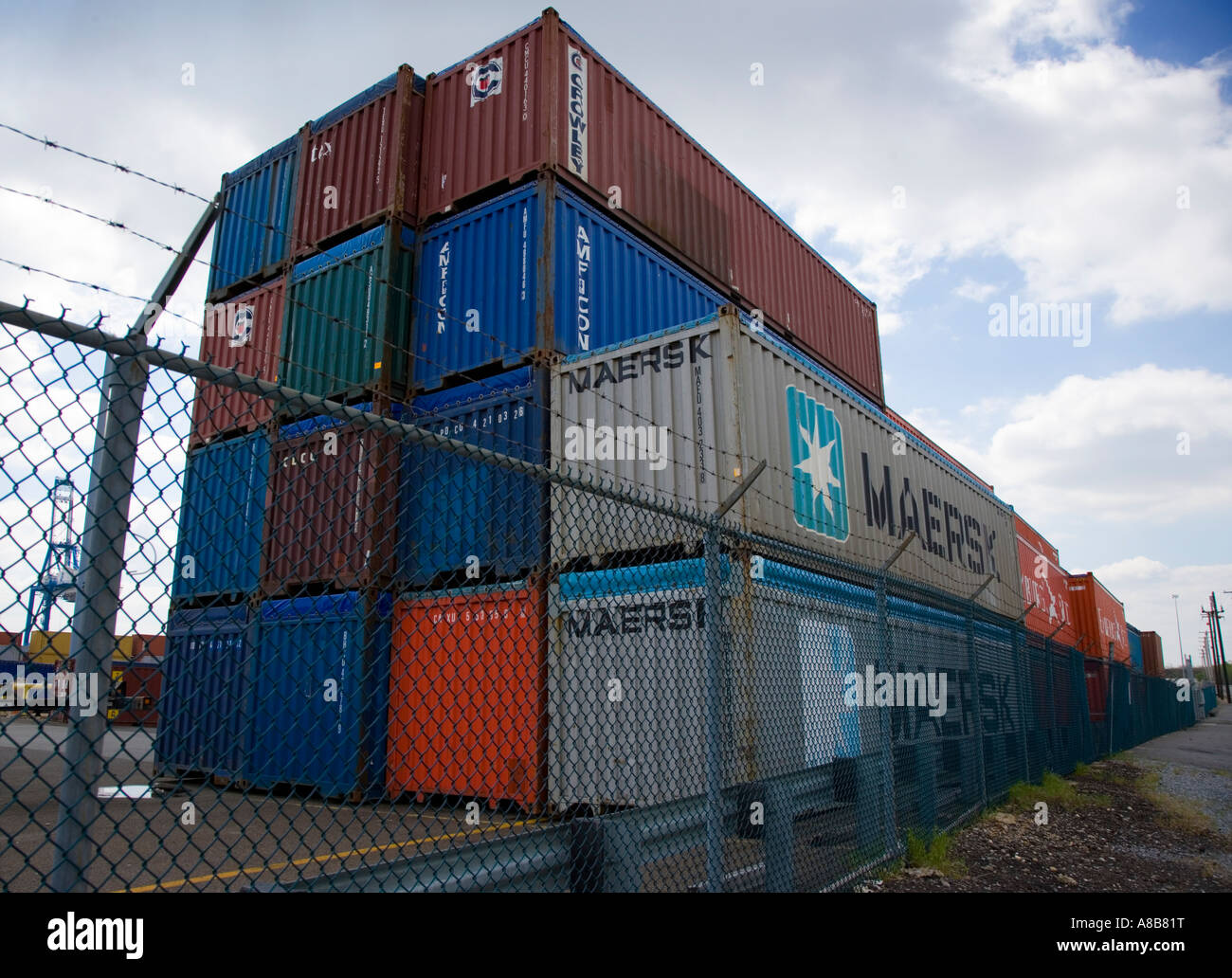 Cargo containers at a shipping yard Stock Photo Alamy