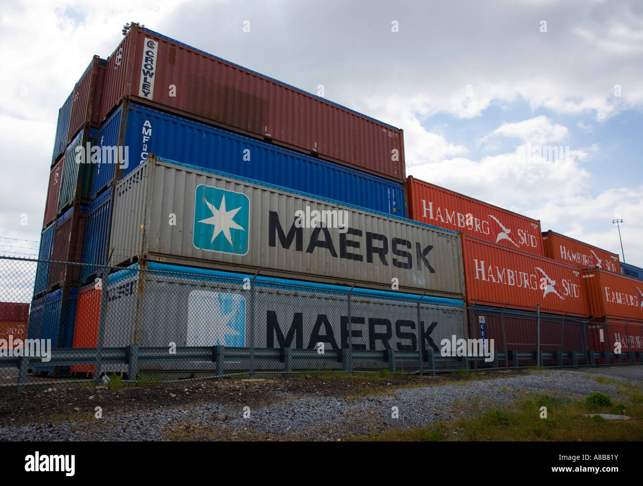 Cargo containers at a shipping yard Stock Photo Alamy