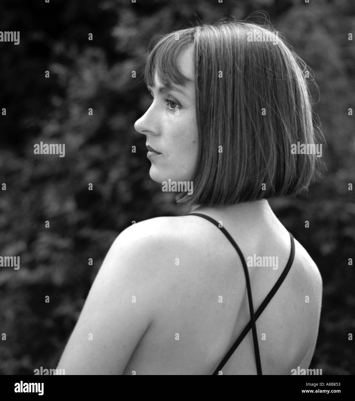 Black and white portrait of a young woman Stock Photo - Alamy