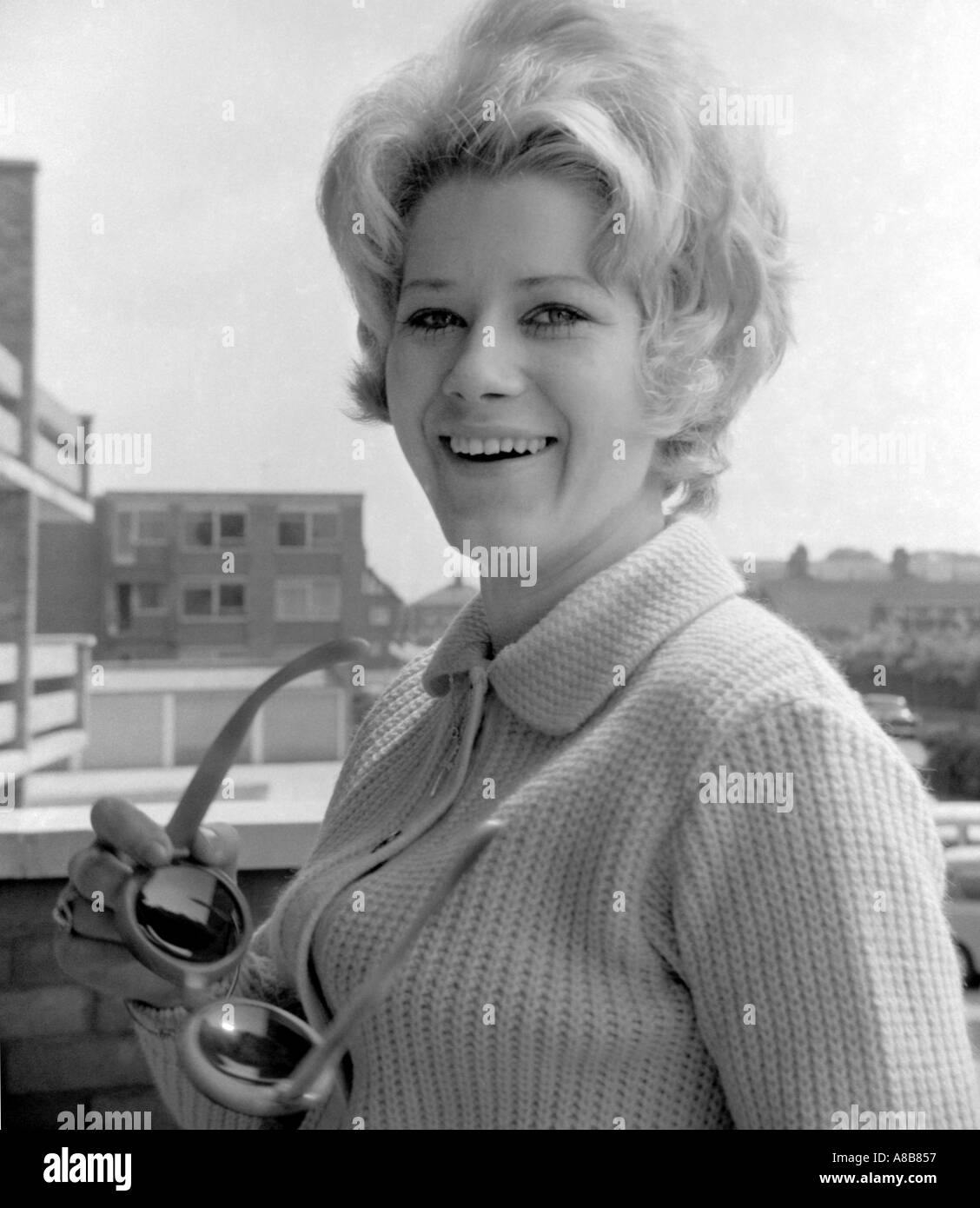 Black And White Portrait Of A Young Woman From 1969 With Blonde
