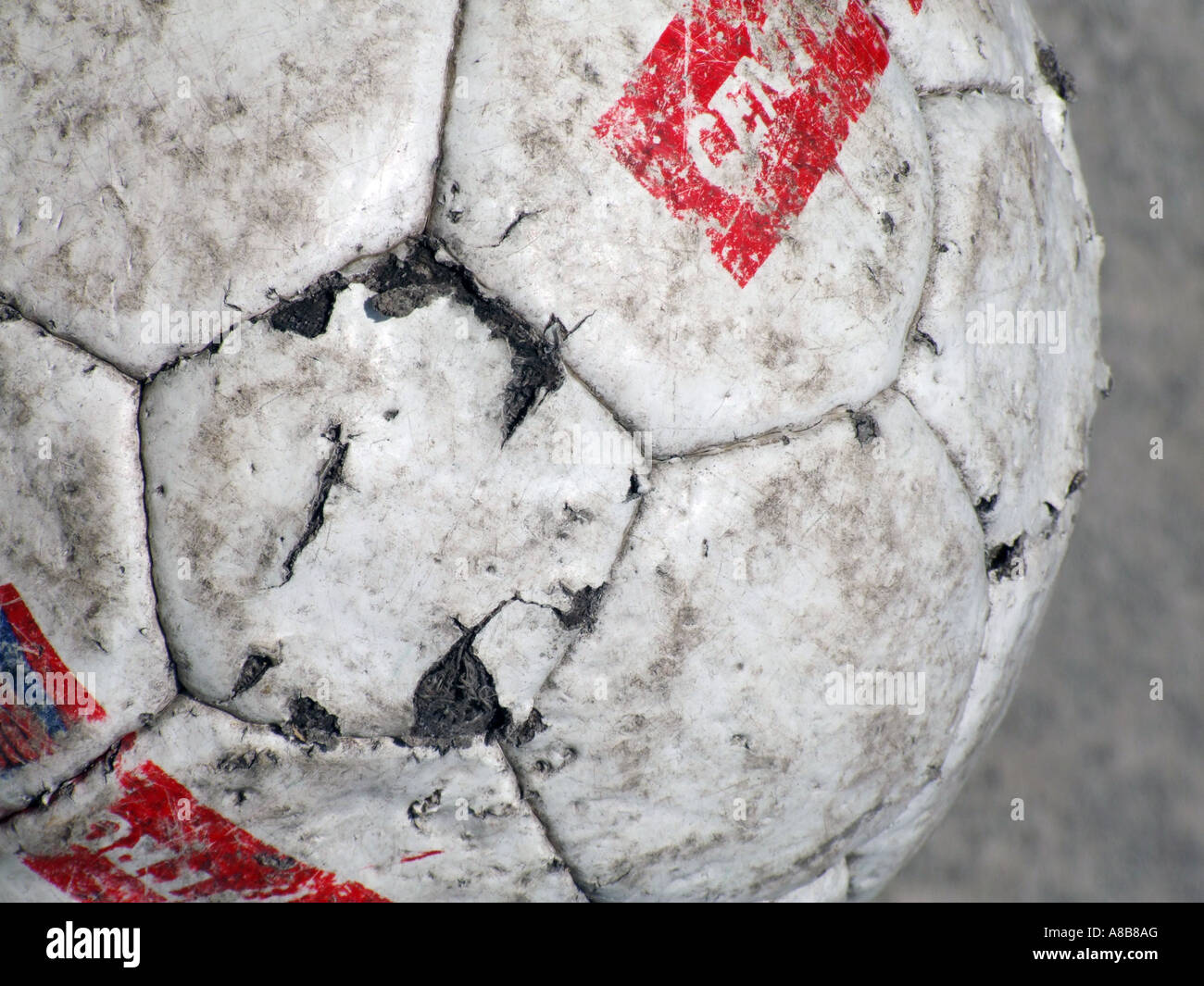 Damaged Football Soccer ball close up stitch hi-res stock photography and images - Alamy