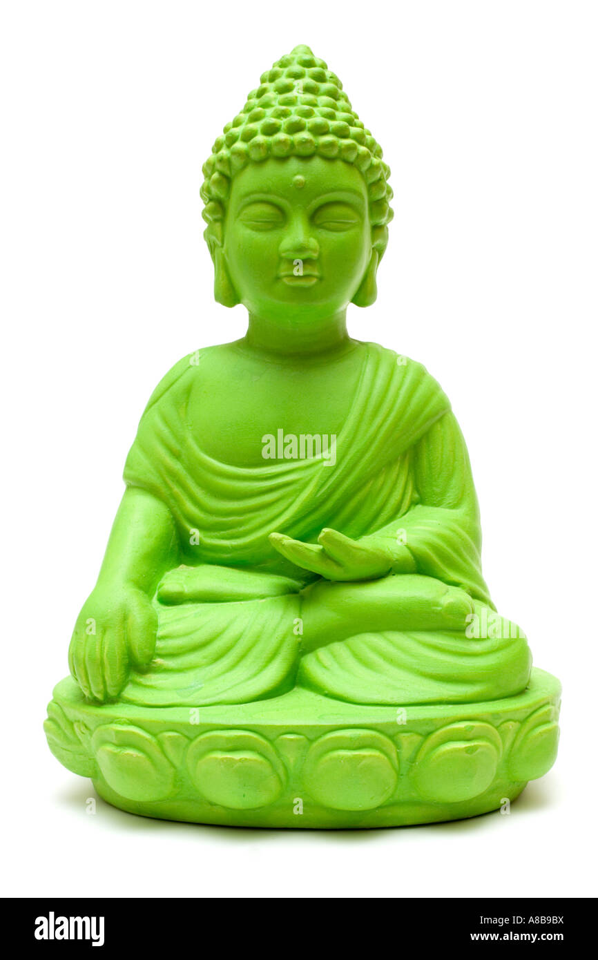 Green Buddha statue isolated on a white background Stock Photo Alamy