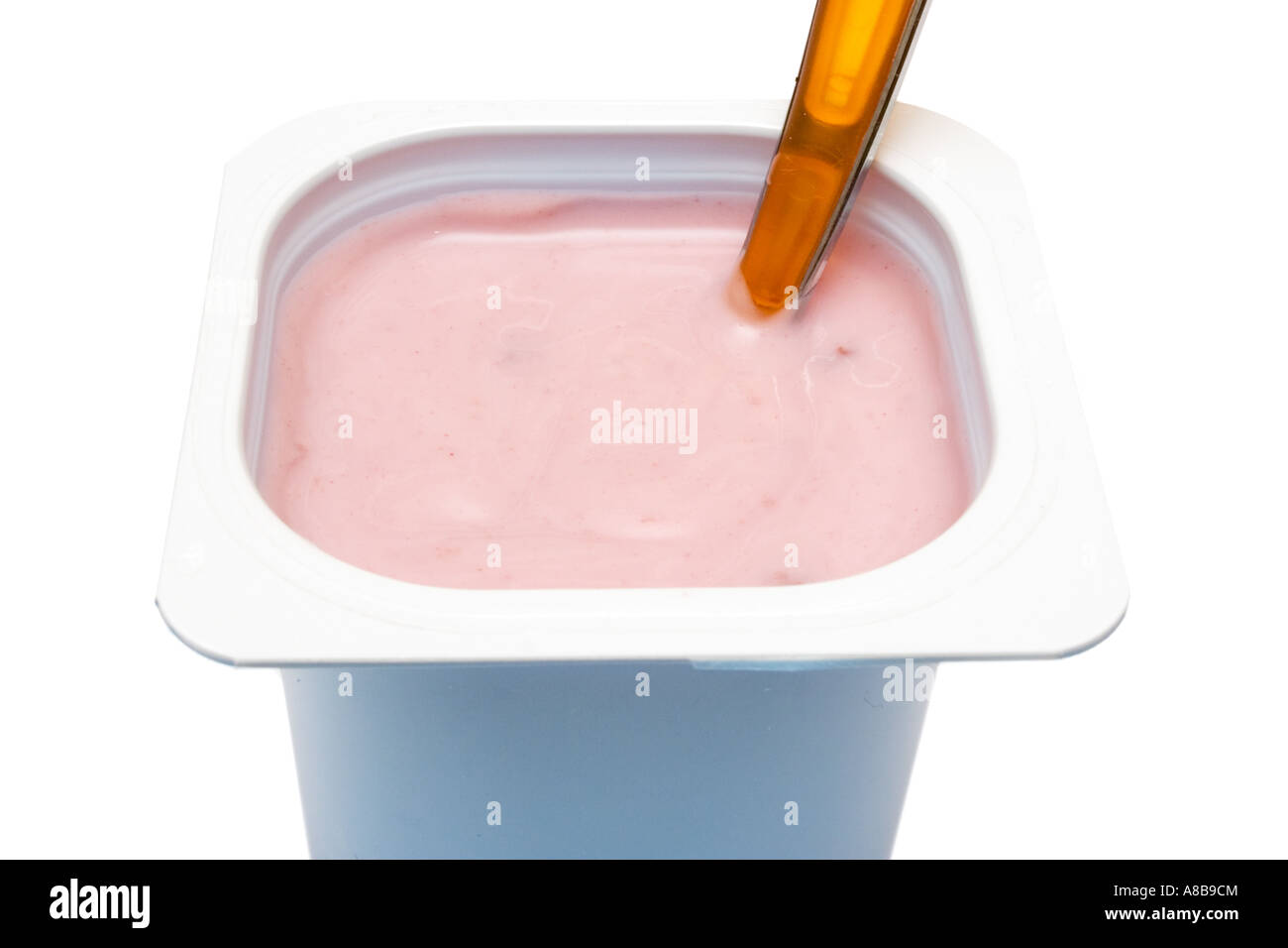 Close up on creamy yogurt isolated on a white background Stock Photo