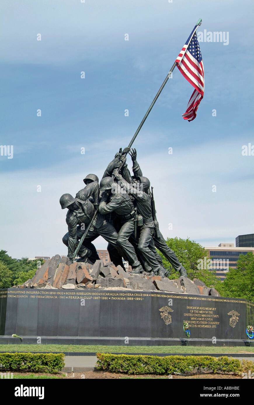 The Marine Corps Statue of Raising the Flag at Iwo Jima during World War II Stock Photo