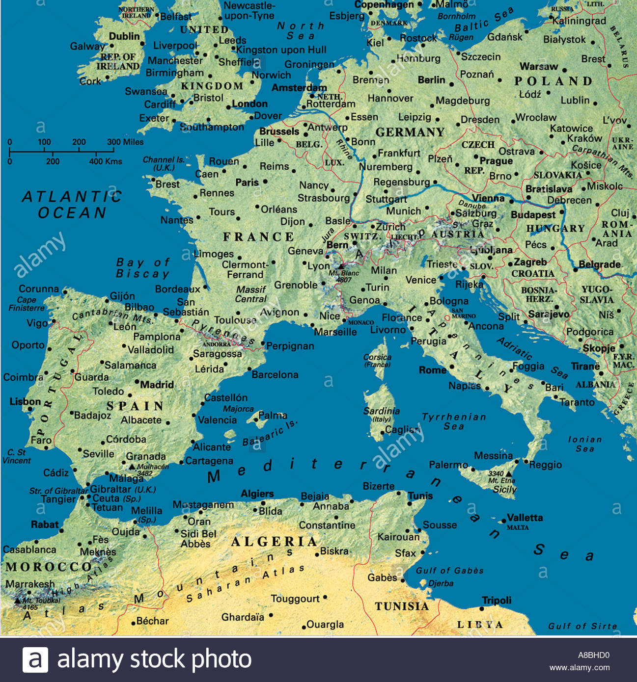 Map Maps Europe Algeria Tunesia North Africa Spain Portugal