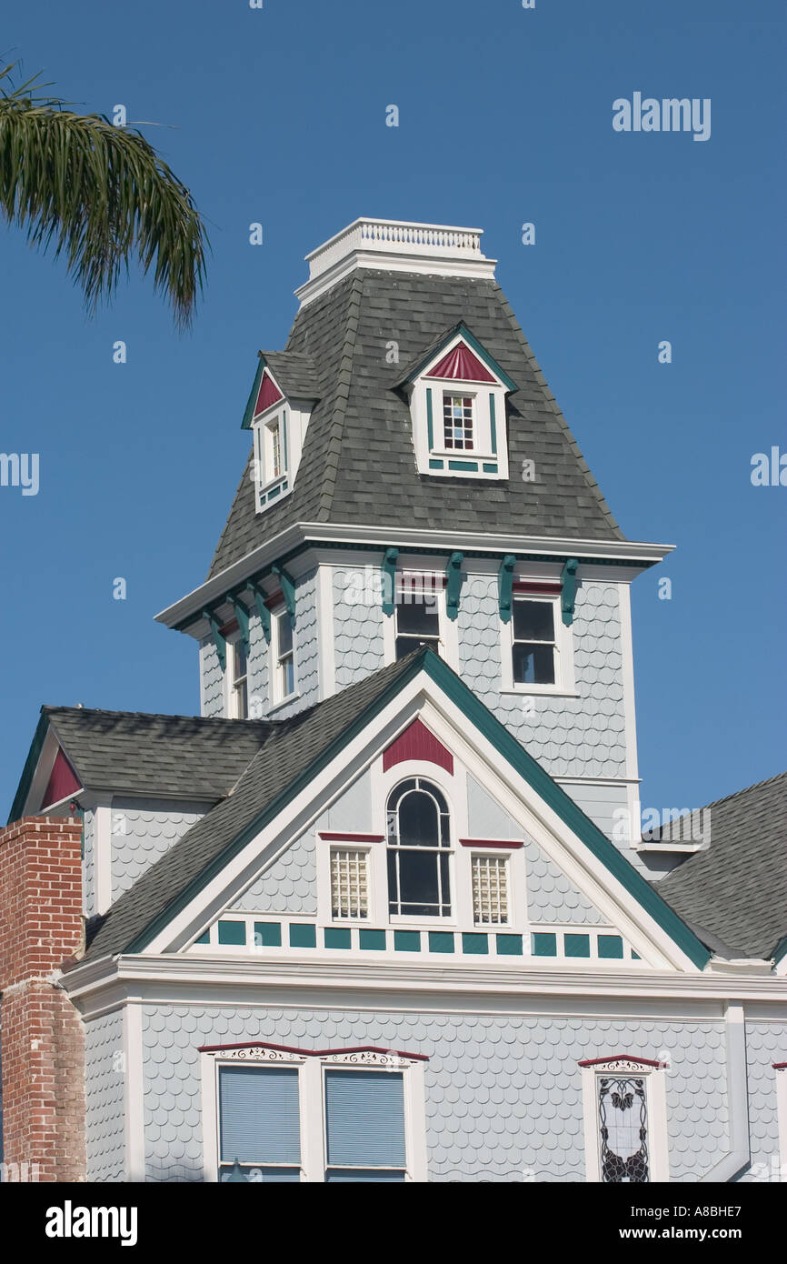 Faux Victorian style architecture in downtown Carlsbad CA Stock Photo