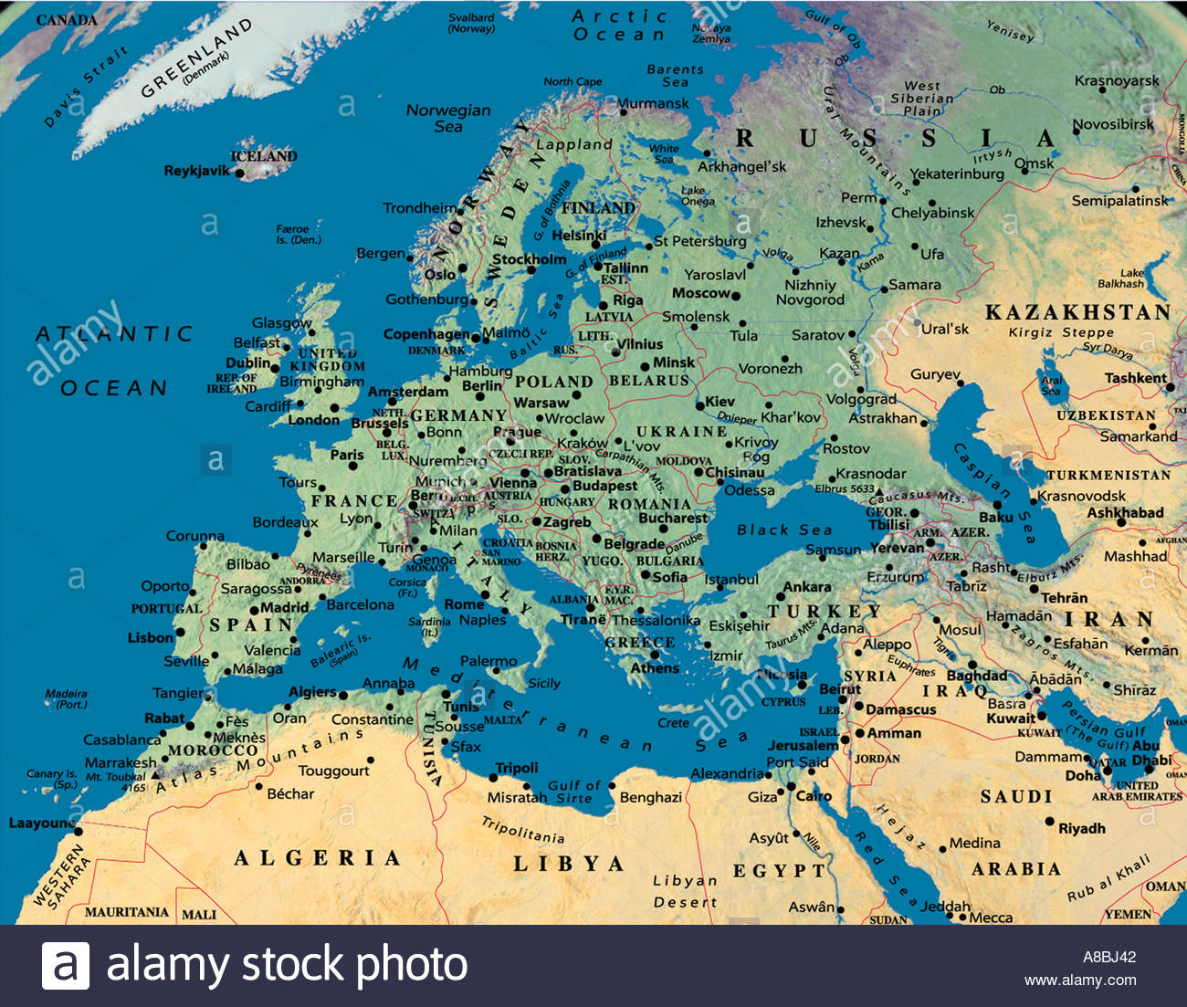 Map Maps Europe North Africa Middle East Stock Photo Alamy
