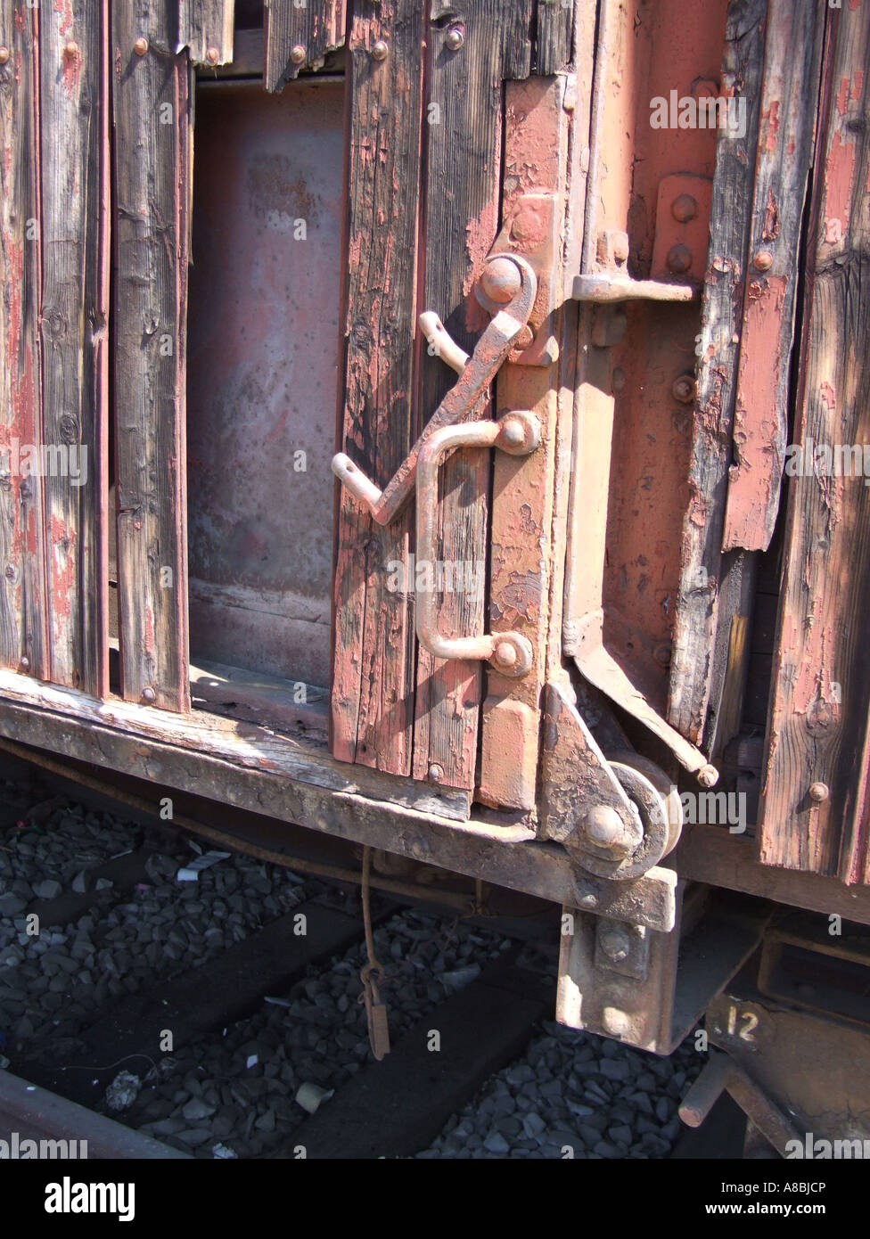 lock on old train carriage Stock Photo Alamy