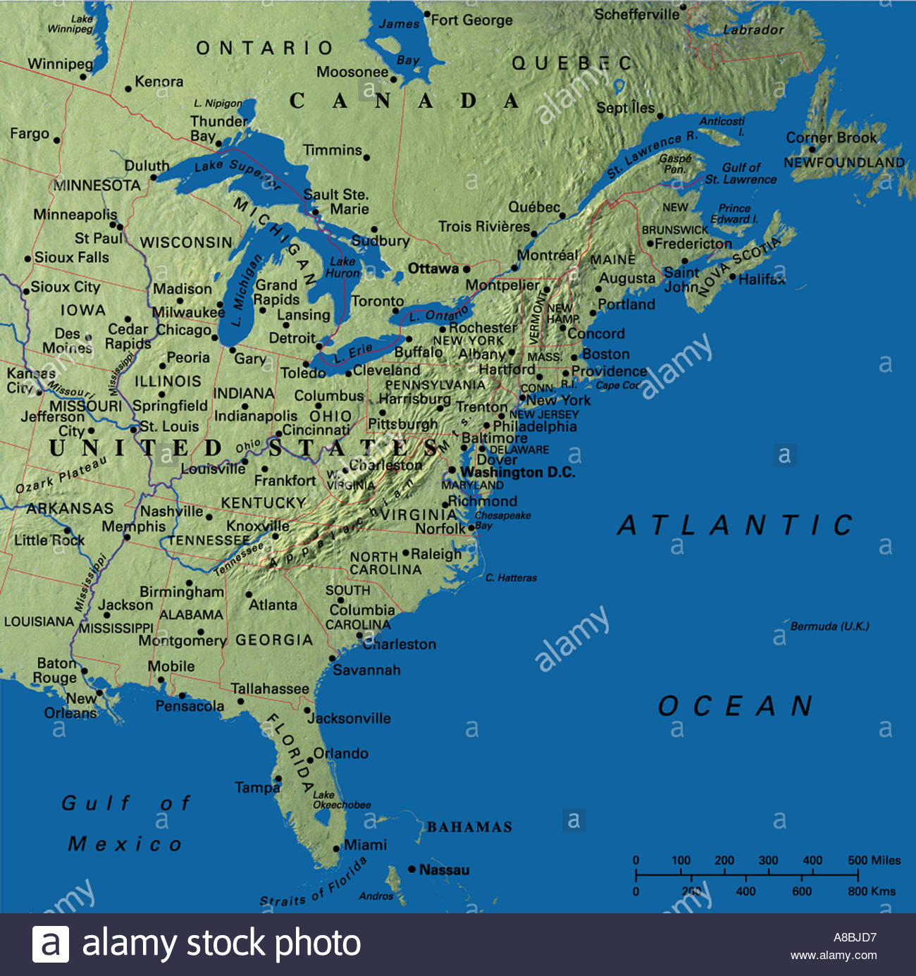 Map Of East Coast Canada And Usa Draw A Topographic Map