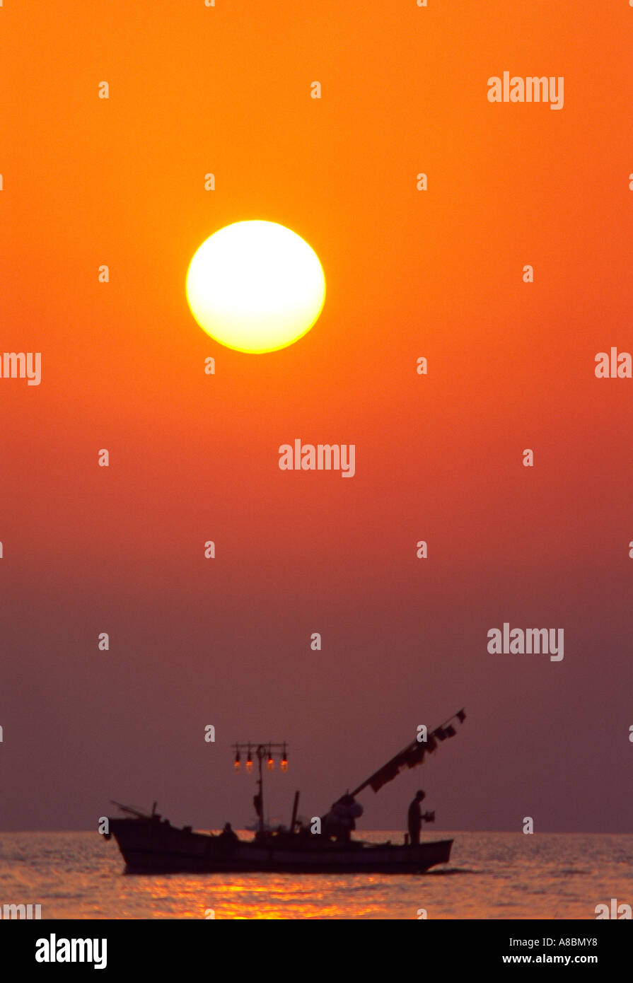 Jeju Island fishing boat on glowed sea Stock Photo Alamy