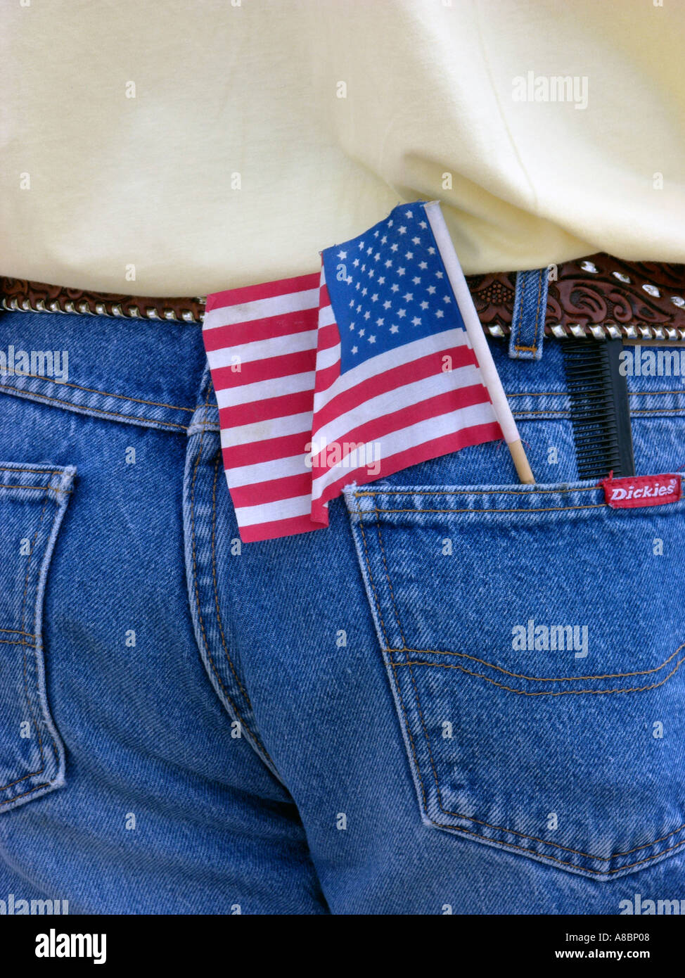 jeans with flag on pocket