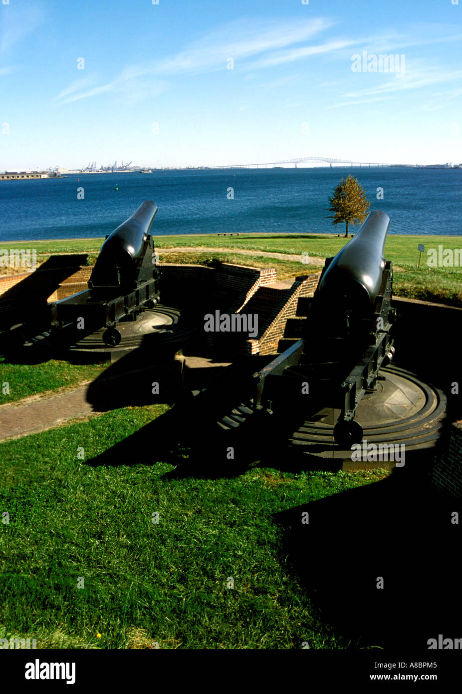 Maryland Baltimore Historic Fort McHenry with Cannon Stock Photo