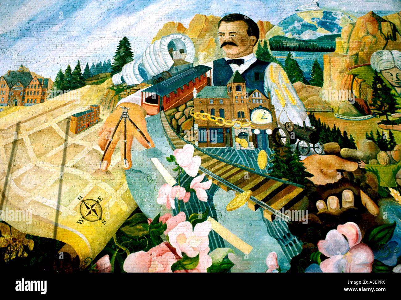 Montana Bozeman mural Stock Photo