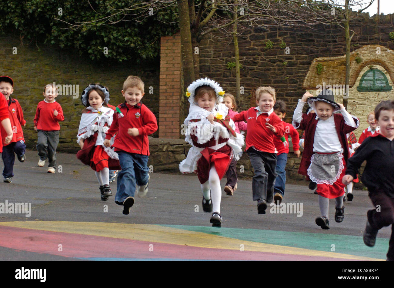 Reception Class in Costume on St Davids Day St Thomas Primary School