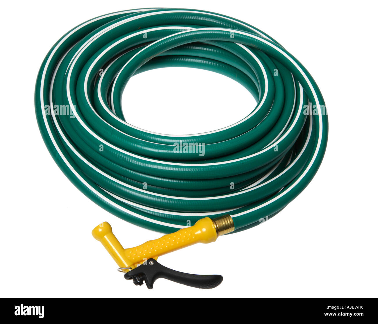 Garden hose and with sprayer Stock Photo