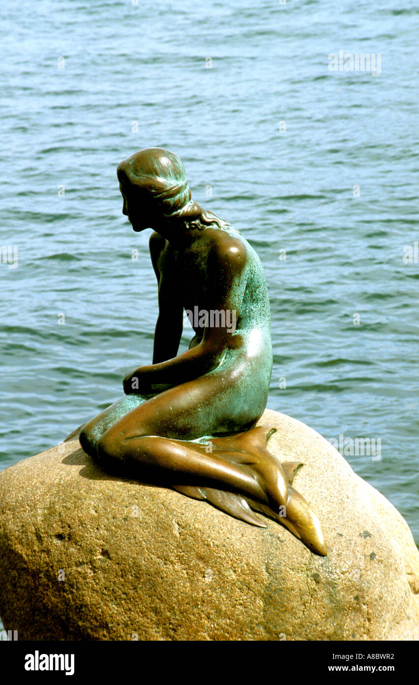 Denmark Copenhagen Little Mermaid sculpture statue harbor Stock Photo