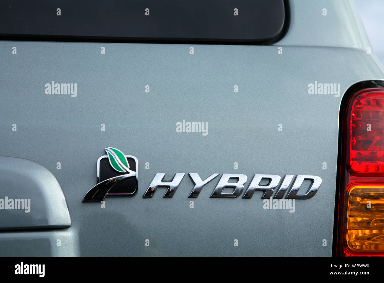 Badge on a 2006 Ford Escape Hybrid SUV Stock Photo Alamy