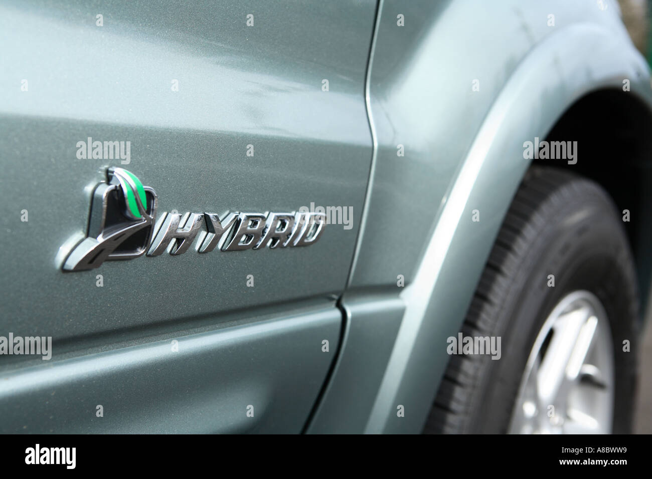 Badge on a 2006 Ford Escape Hybrid SUV Stock Photo Alamy