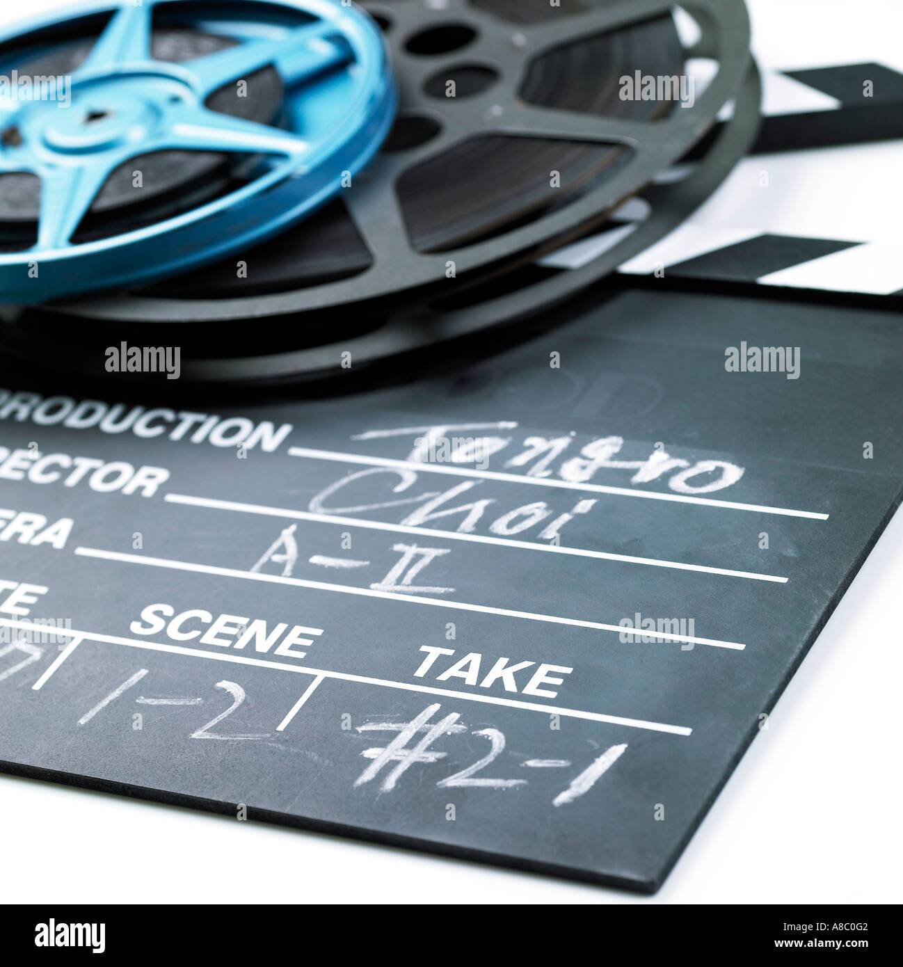 Image movie films and clapper board Stock Photo