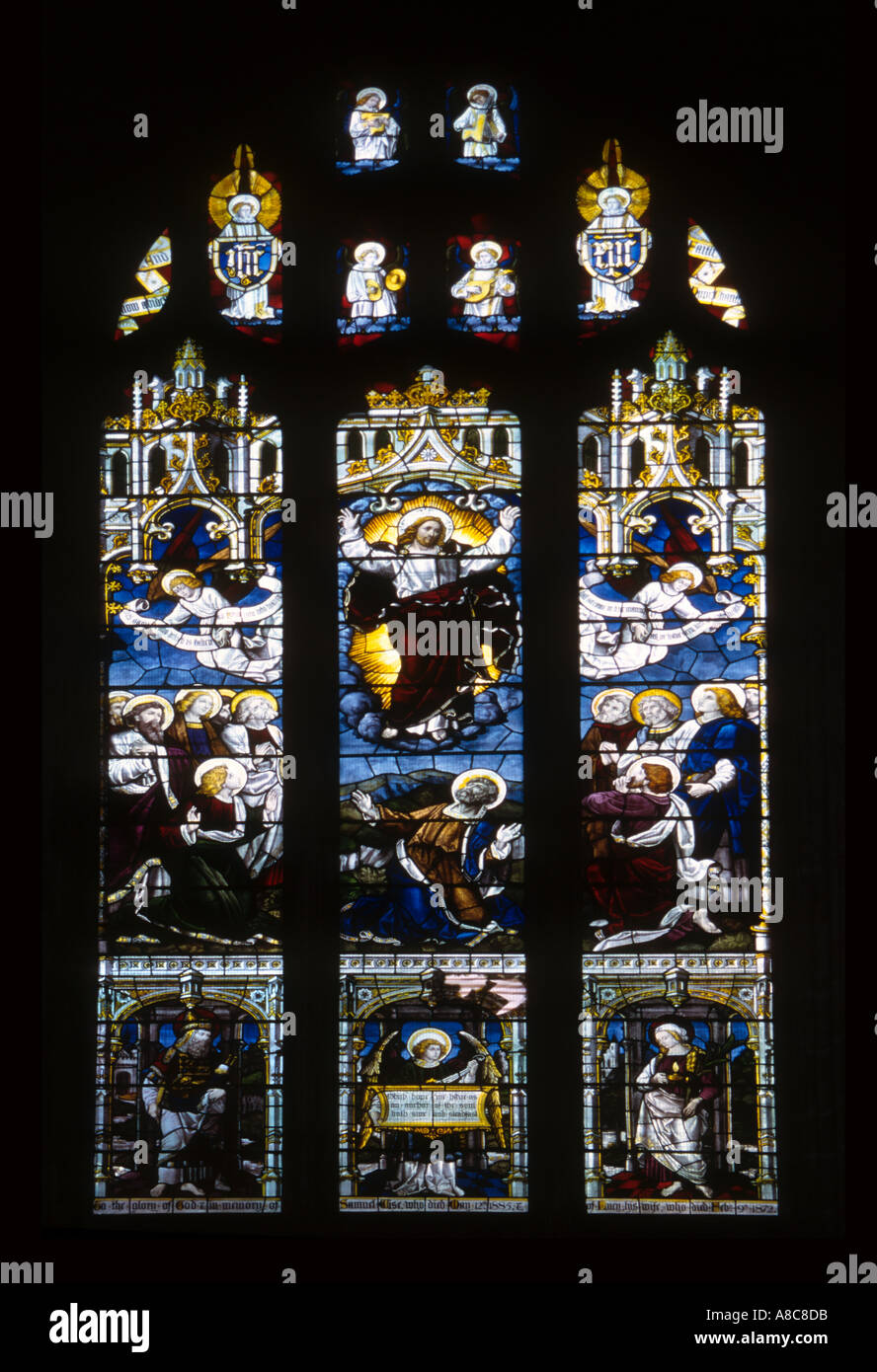 Stained glass window Ripon Cathedral North Yorkshire England Stock