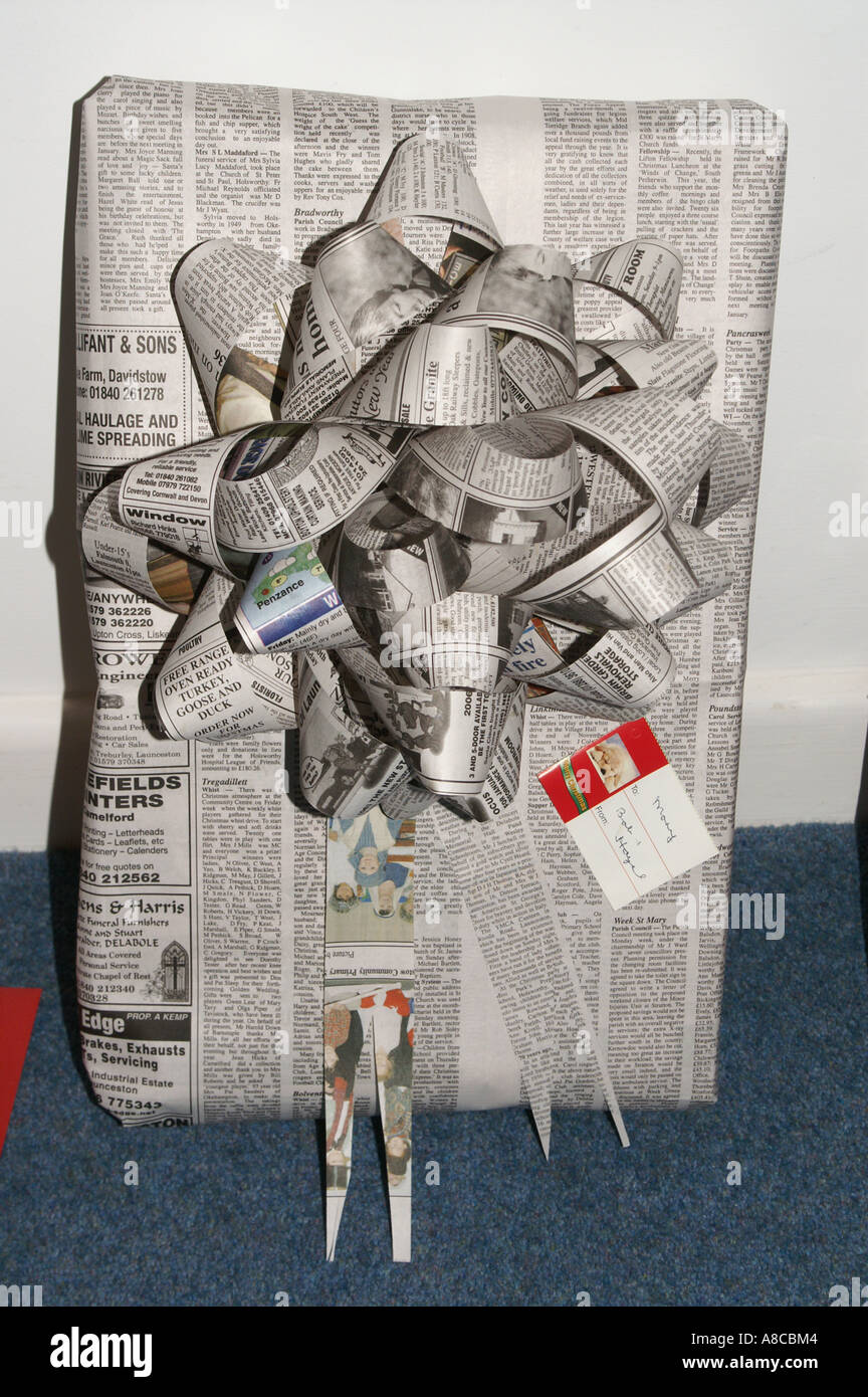 Christmas presents wrapping paper recycling Stock Photo Alamy