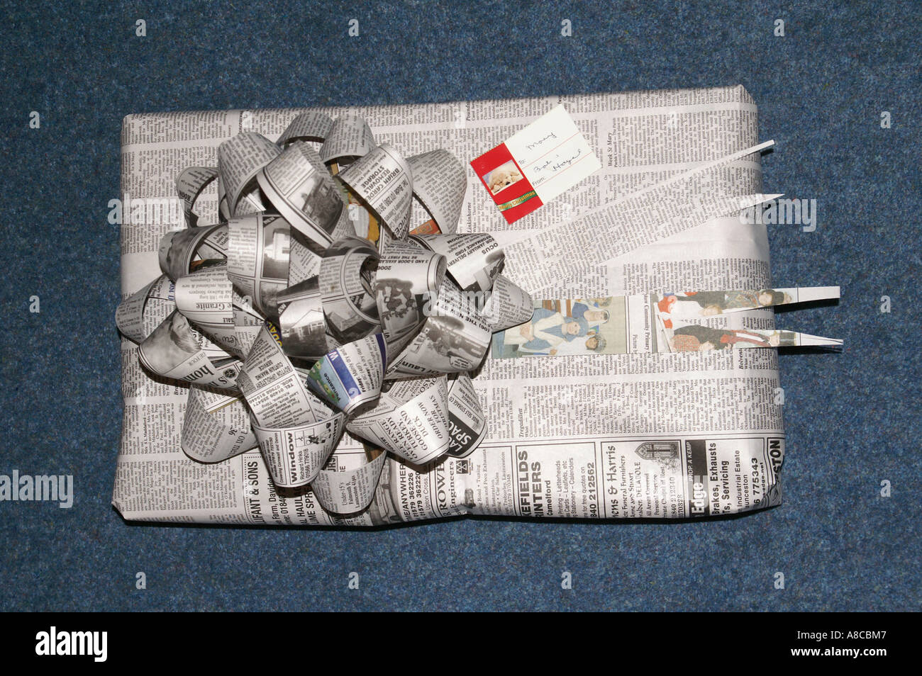 Christmas presents wrapping paper recycling Stock Photo Alamy