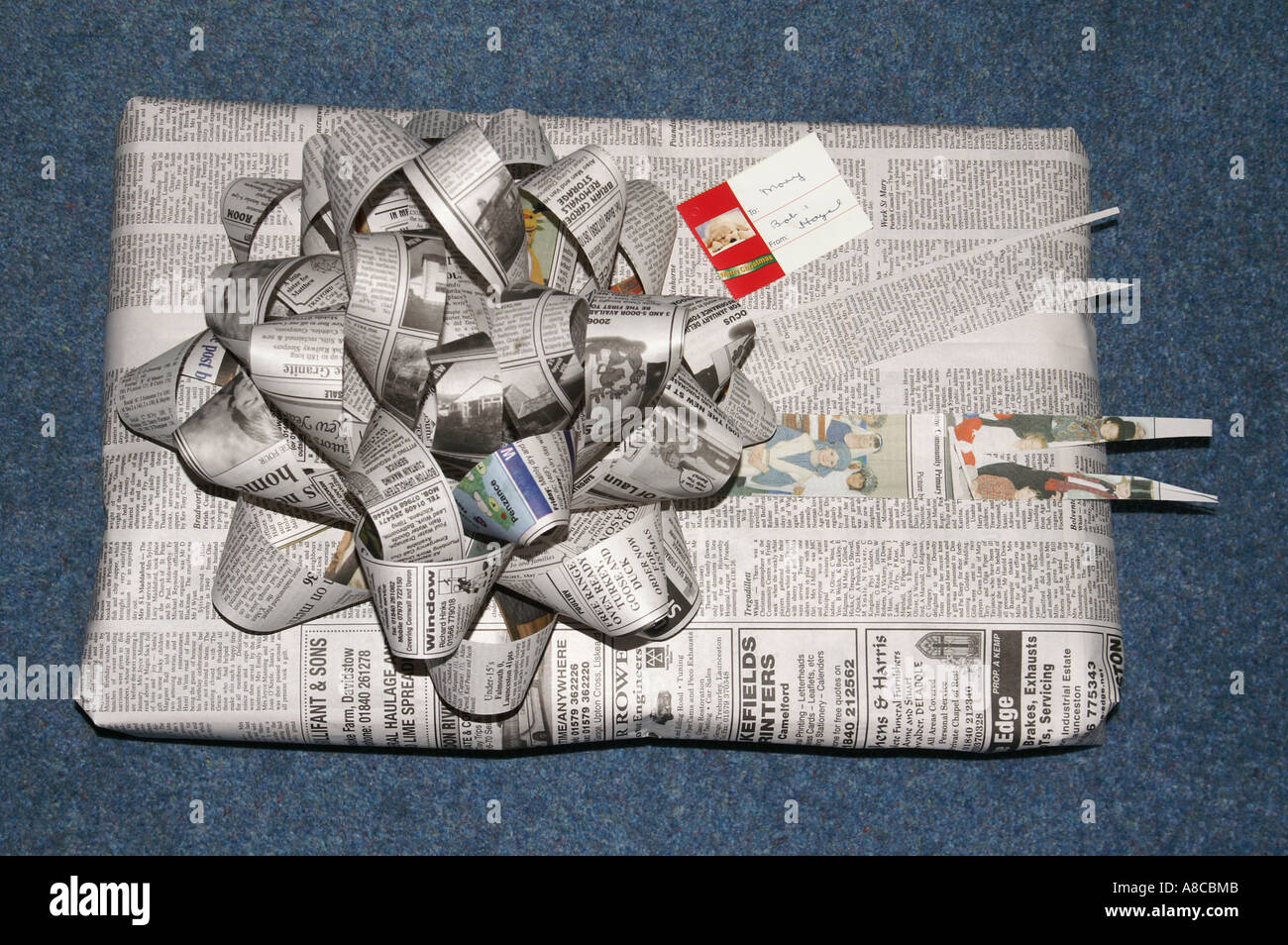 Christmas presents wrapping paper recycling Stock Photo Alamy