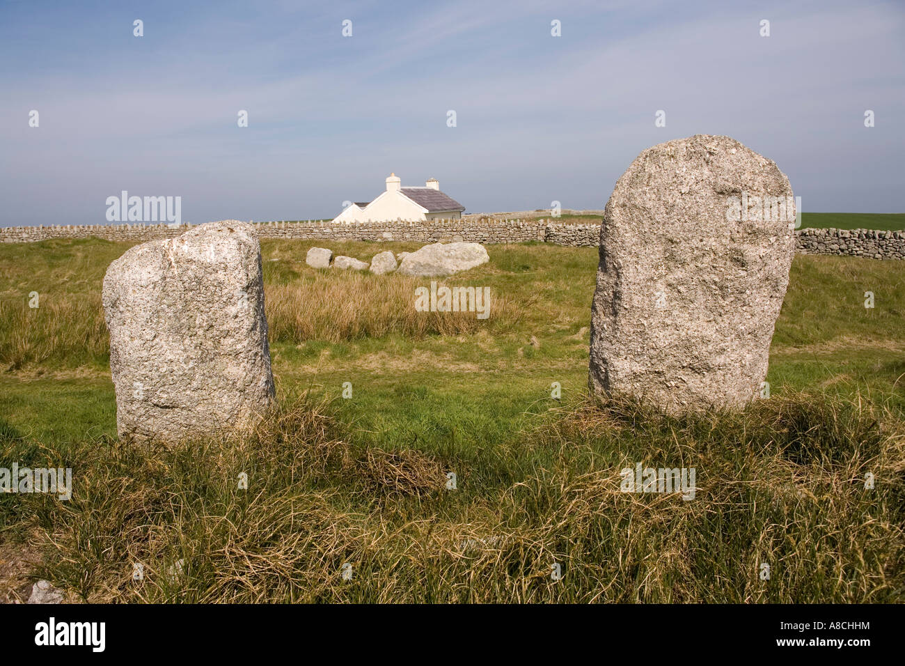 UK Lundy Island ancient Christian headstones in old cemetery Stock Photo