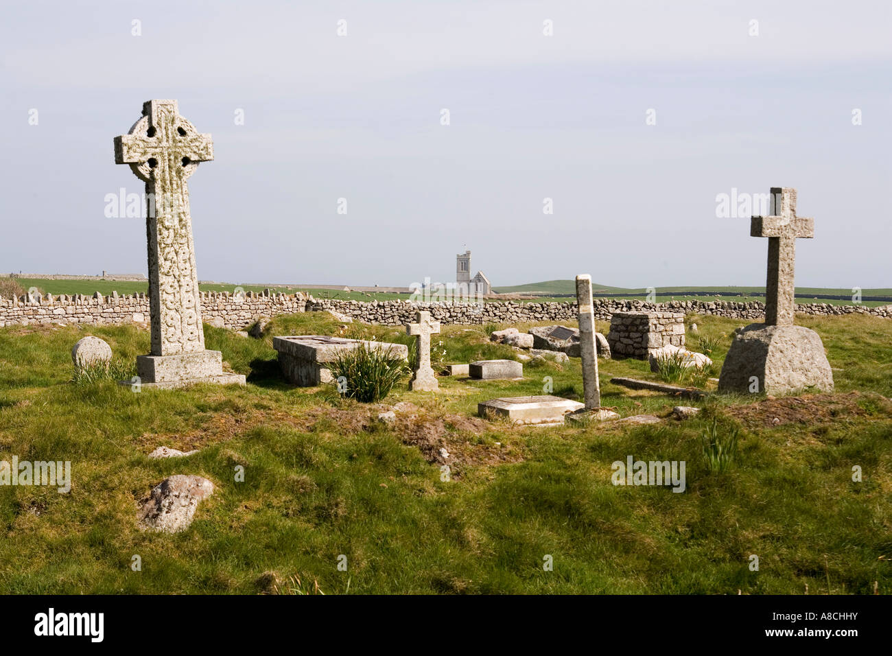 UK Lundy Island St Helenas Church from the old cemetery Stock Photo - Alamy