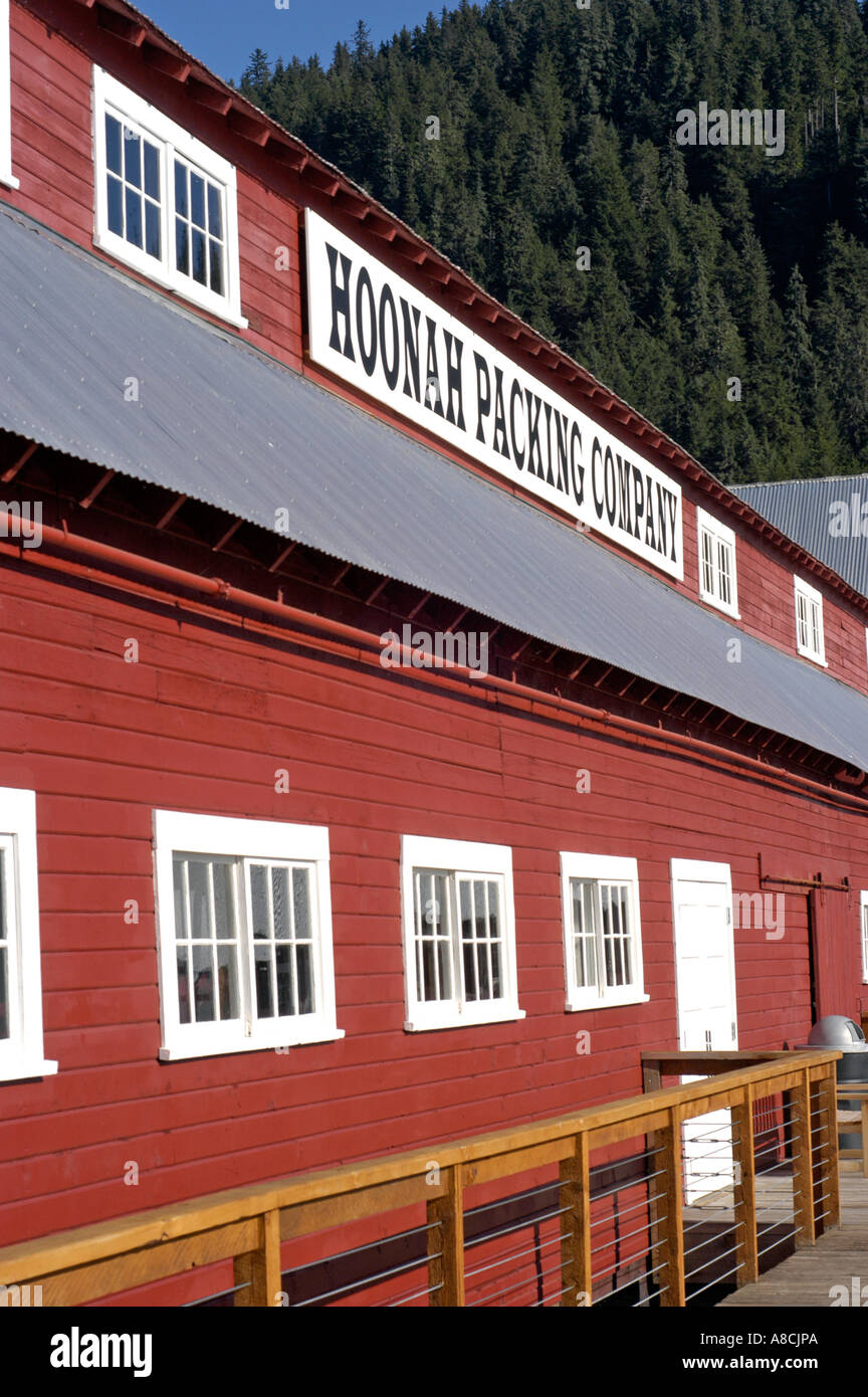 Red building of historic Hoonah Packing Company Hoonah Alaska United