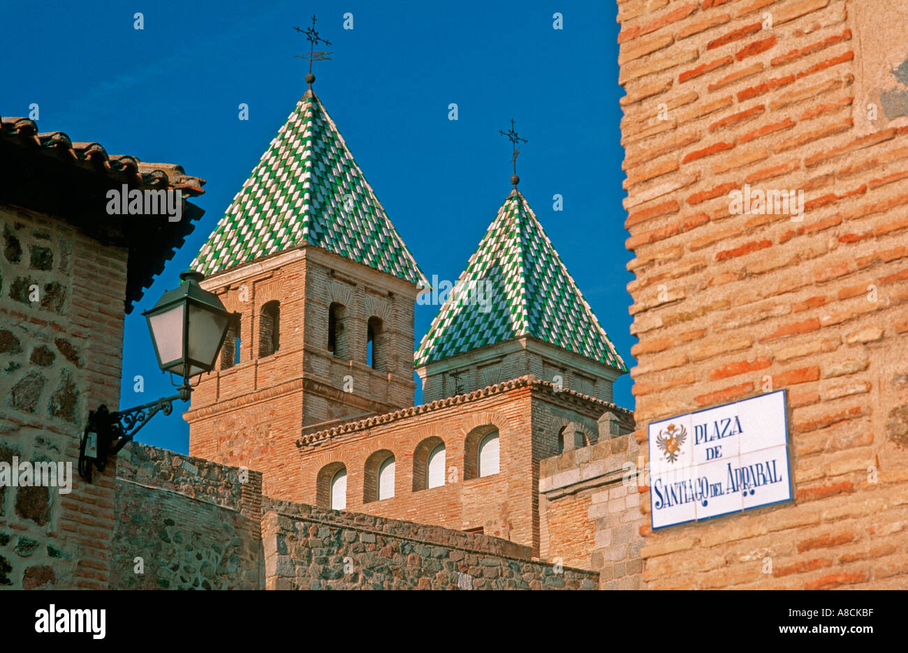 Towers of the Puertas de Bisagra Toledo Castilla La Mancha Spain Europe Stock Photo